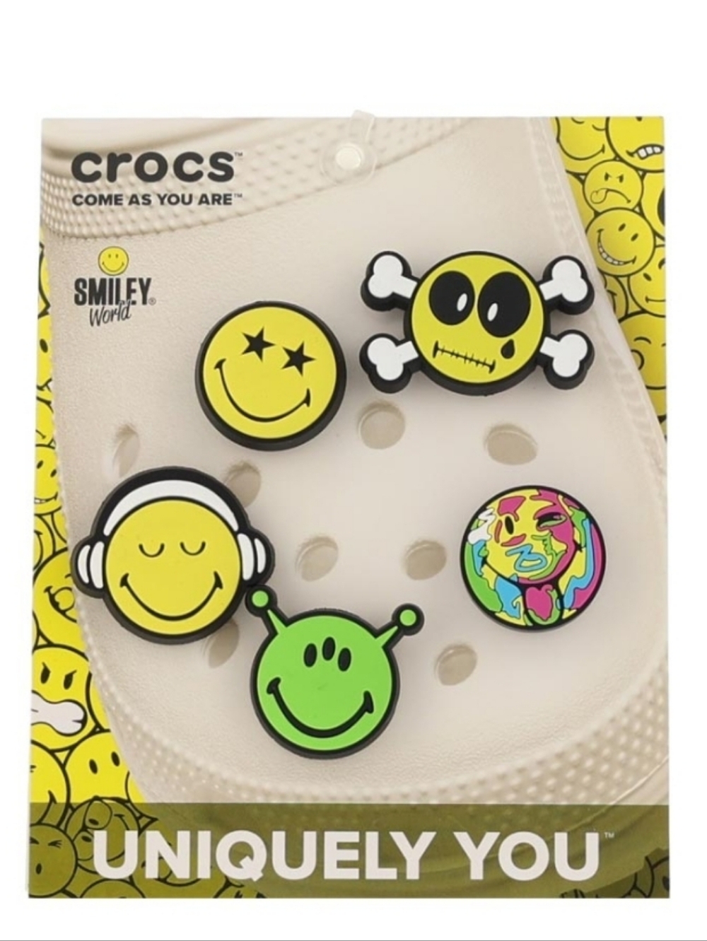 CROCS Smiley World Jibbitz Charms- 5PK
